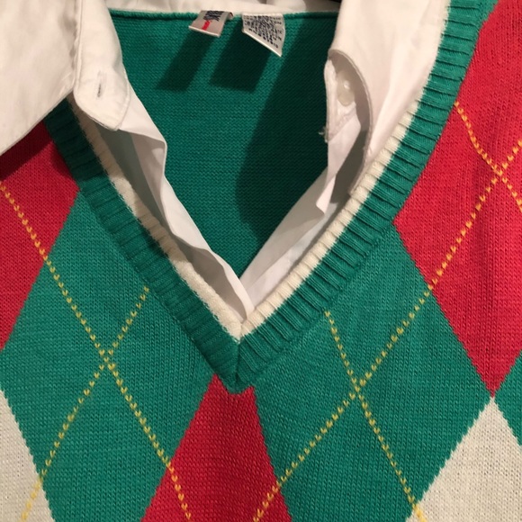 Bill Blass Jeanswear Layered Argyle Sweater  XL - Picture 3 of 5